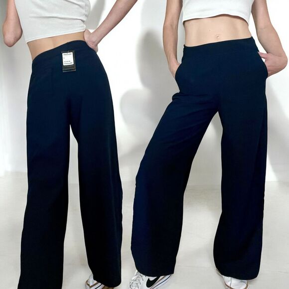 On & On Relaxed Fit Slit Pants Wide Leg Flares Navy Blue Womens Size 1 Small NWT - Picture 3 of 7
